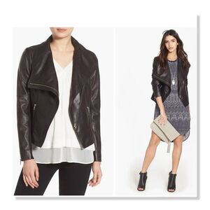 🌹 Trouvé 🌹 Drape Front Leather Jacket - [Small, Black]